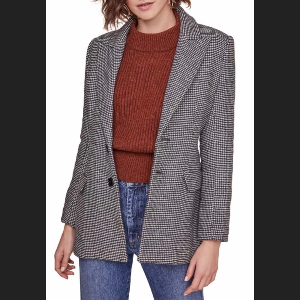 1.State Stretchy Houndstooth Suit Coat